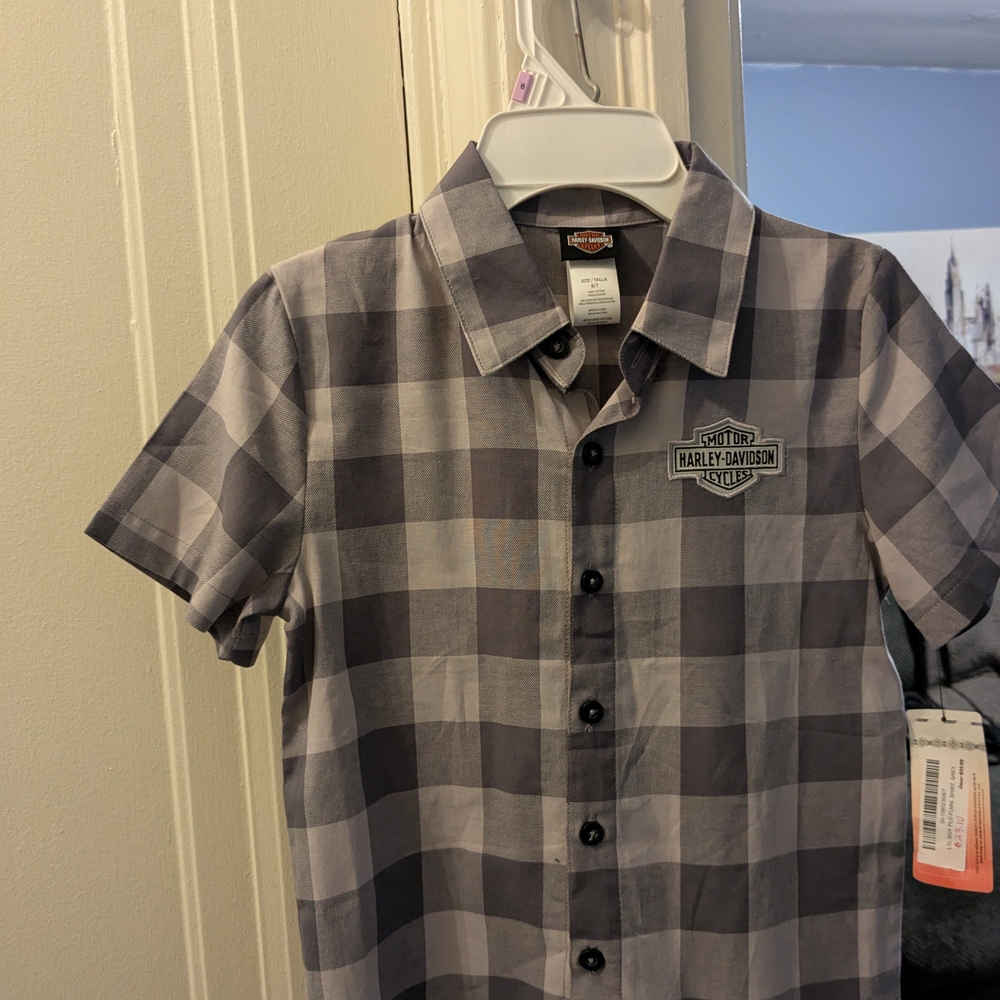 Harley-Davidson Boys Gray Plaid Shirt